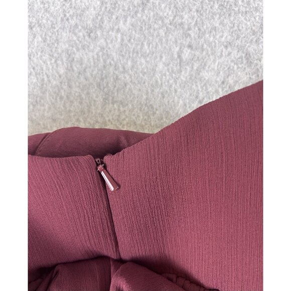 White by Vera Wang Maxi Dress Women 4 Wine Ruffle Halter Bridesmaid Formal Gown - Picture 10 of 11